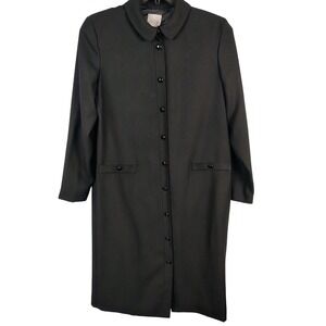 Brownstone Studio Womens SZ 16 Longline Duster Coat Dress Black Dark Academia